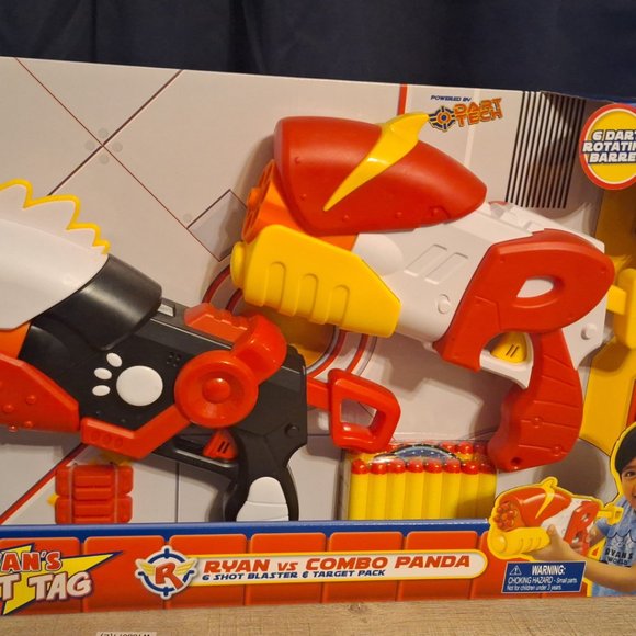 Ryan's World Dart Tag Ryan vs Combo Panda 6 Shot Foam Blasters & Target Pack - I - Picture 5 of 7